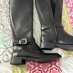 Kelly & Katie Black Over the Knee Boots with Buckle